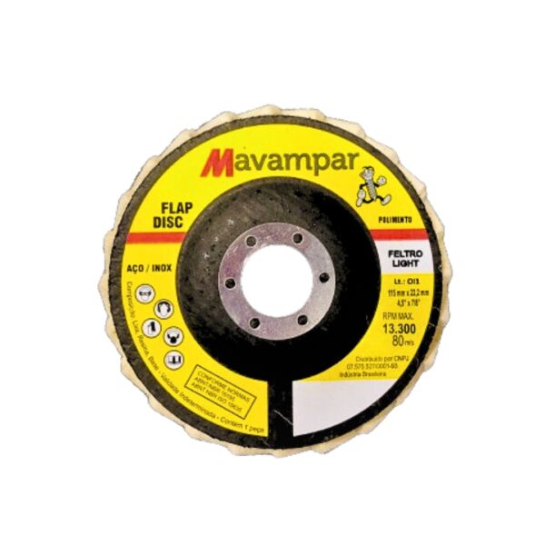 flap disco 4.1/2" polimento feltro light 24 aletas