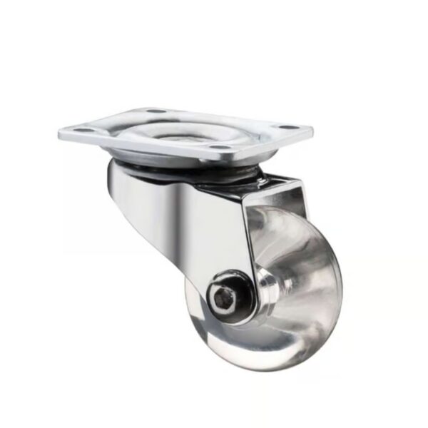 rodizio silicone transparente 35mm sem freio 42x42 metalnox
