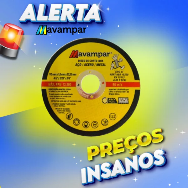 disco de corte inox 4.1/2" a46 bf41 mavampar disco de corte inox 4.1/2" a46 bf41 mavampar