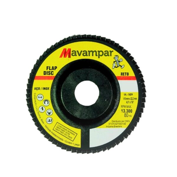 flap disco 4.1/2" nylon reto zircônio inox 72 aletas aço – mavampar