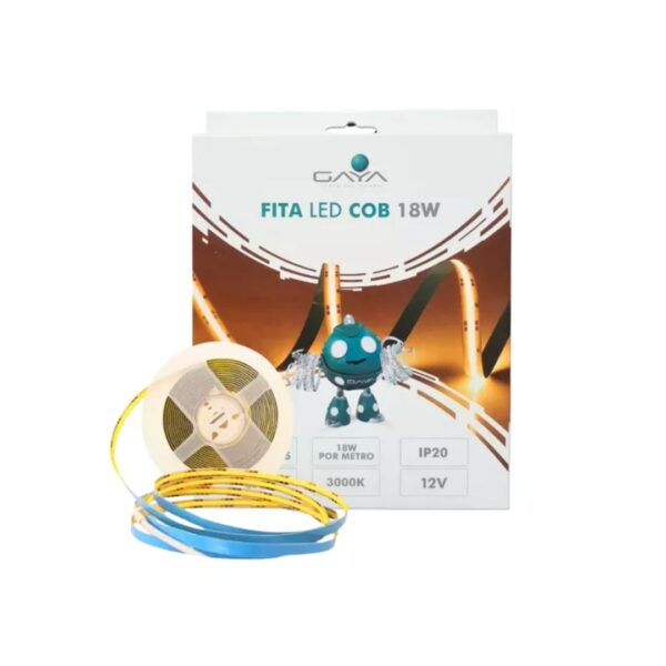 fita led cob 3000k 12v 18w rolo 50 metros