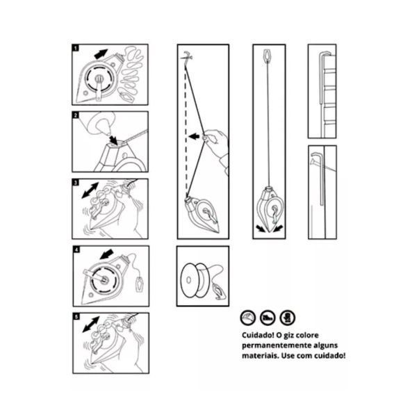 carretel de linha com giz 15m tubo com giz 120g mini nível azul fertak carretel de linha com giz 15m tubo com giz 120g mini nível azul fertak