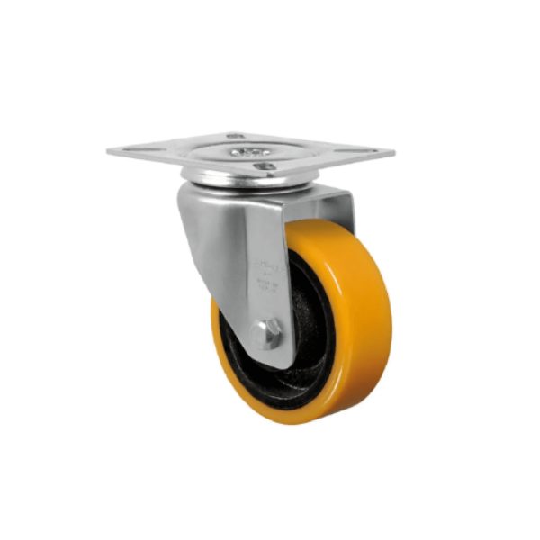 rodizio giratório 4" 414 (capacidade 250kg) roda amarela com chapa