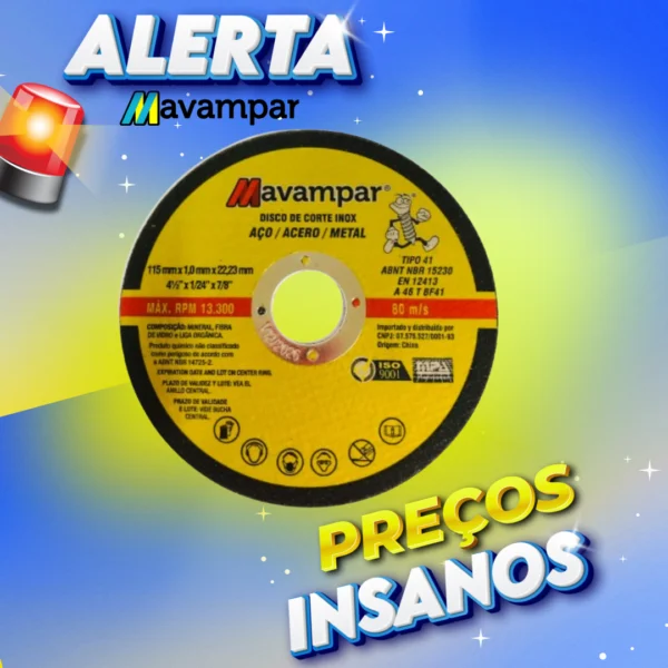 kit 25 peças disco inox 9" a36 t bf41 mavampar