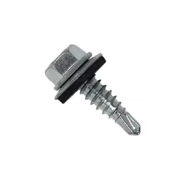 parafuso auto brocante 14x7/8" arruela embutida costura zincado branco cabeça chata multifix pacote com 100 unidades