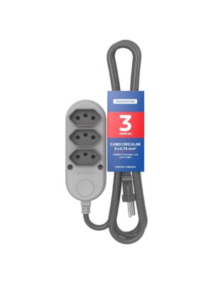 régua 3 tomadas 10a 2p+t 250v 3.0m tramontina 57504020