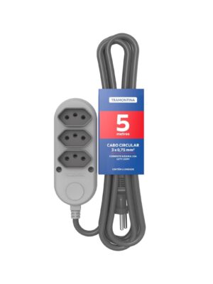 régua 3 tomadas 10a 2p+t 250v 5.0m tramontina 57504021