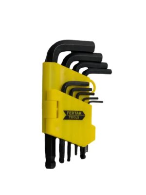 jogo chave allen abaulada 1.5x10 curta 9 peças fertak