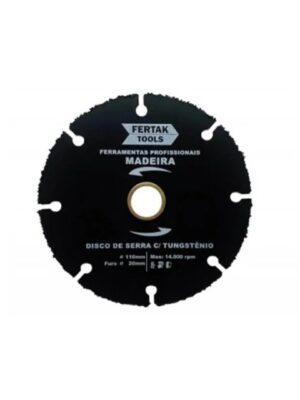 disco para madeira com tungstênio 4.1/2" 110x20mm fertak 280010