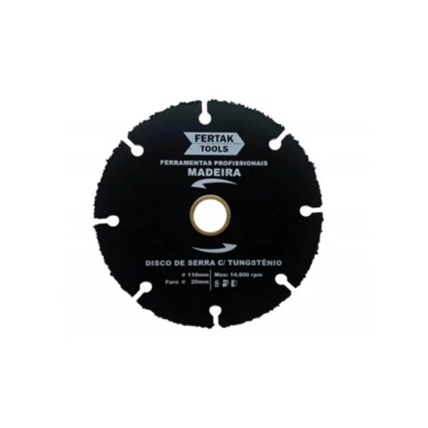 disco para madeira com tungstênio 4.1/2" 110x20mm fertak 280010
