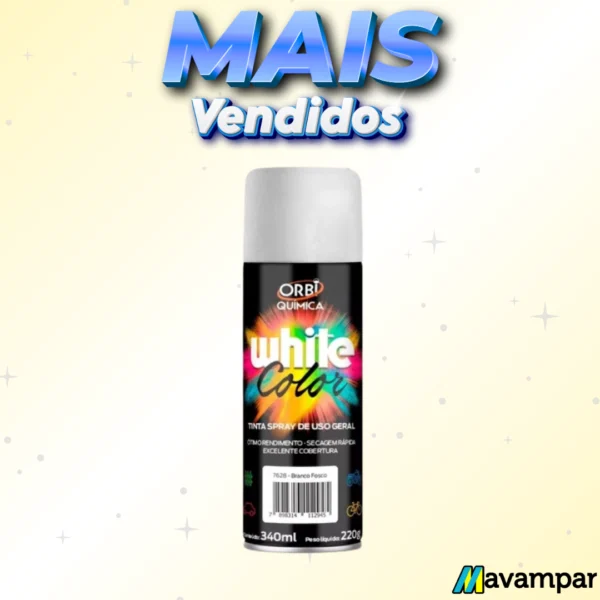 tinta spray branco brilhante 340ml/190g orbispray