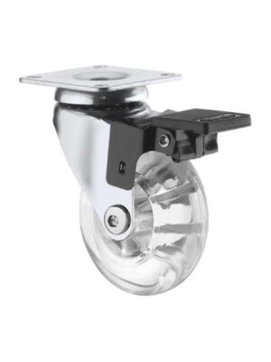 rodízio silicone transparente 50mm com freio hardt o2212ni