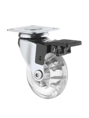 rodízio silicone transparente 50mm com freio