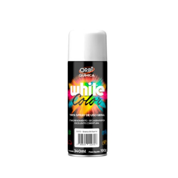tinta spray branco brilhante 340ml/190g orbispray