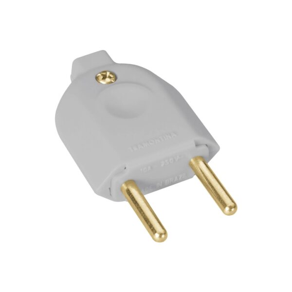 plug macho 10a 2p cinza tramontina 57401202