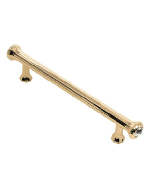 puxador móveis floris 128mm dourado brilho com cristais