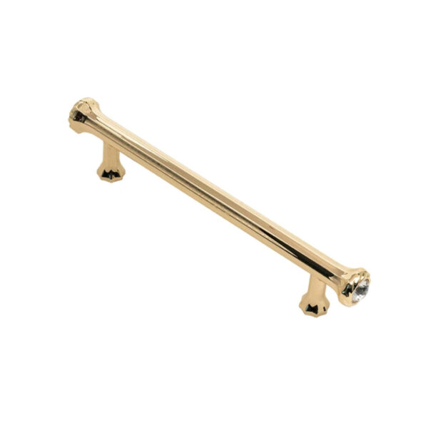 puxador móveis floris 128mm dourado brilho com cristais