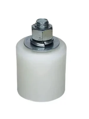 rolete guia de nylon lateral 28x35mm com parafuso furo 3/8x2 e 2 porcas poletto 1835