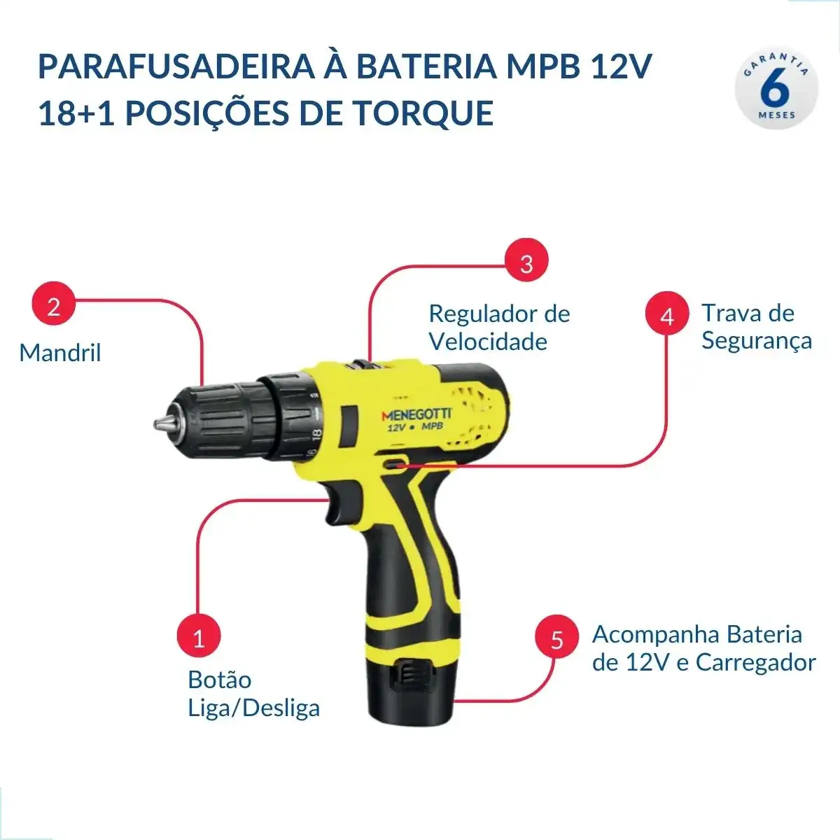 parafusadeira furadeira mpb 12v À bateria menegotti bivolt parafusadeira furadeira mpb 12v À bateria menegotti bivolt