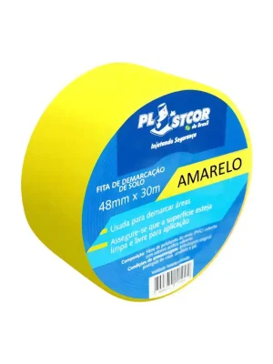 fita adesiva demarcação solo amarelo 48mmx30mts plastcor 700.01510